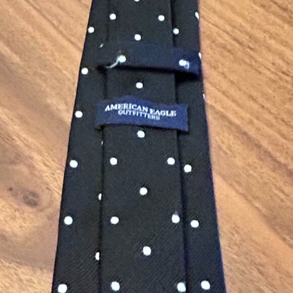 Men's American Eagle Black and White Polka Dot Tie - Picture 2 of 5